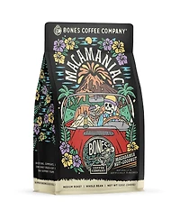 Bones Coffee Company Macamaniac Flavored Whole Coffee Beans Macadamia and Coconut Flavor | 12 oz Flavored Coffee Gifts Low Acid Medium Roast Flavored