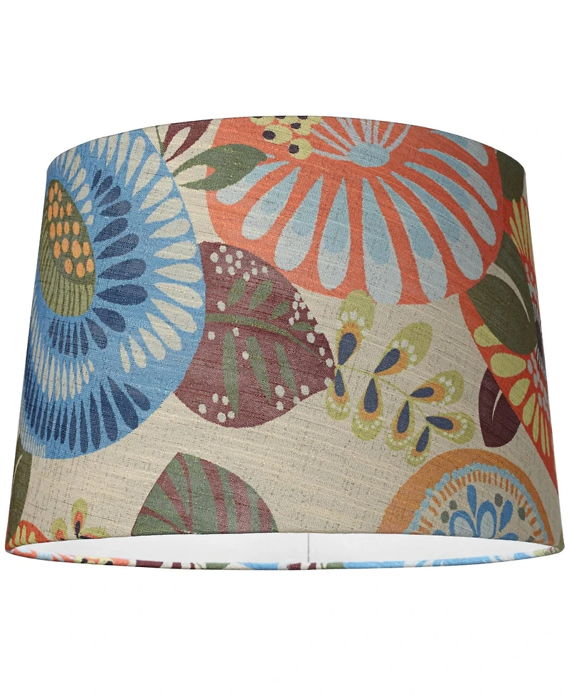 Springcrest Tropic Medium Drum Lamp Shade 14" Top x 16" Bottom x 11" Slant (Spider) Replacement with Harp and Finial