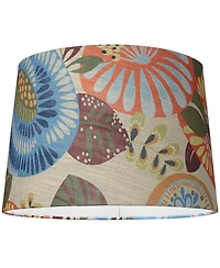 Springcrest Tropic Medium Drum Lamp Shade 14" Top x 16" Bottom x 11" Slant (Spider) Replacement with Harp and Finial