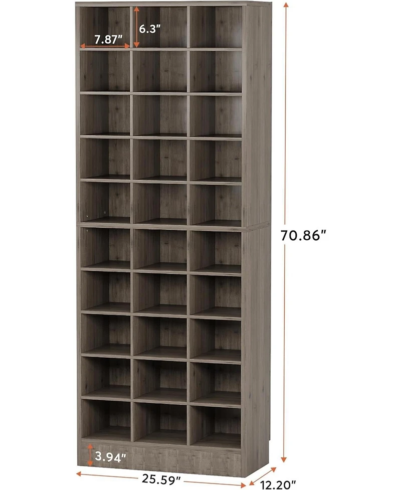 Tribesigns 10-Tier Shoe Storage Cabinet, Gray Wooden Shoe Rack with 30 Cubbies