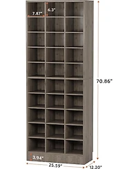 Tribesigns 10-Tier Shoe Storage Cabinet, Gray Wooden Shoe Rack with 30 Cubbies