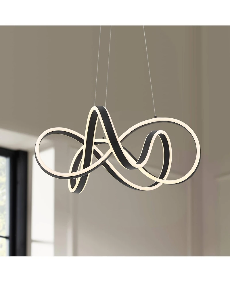 Possini Euro Design Helix Sand Black Ceiling Pendant Light 21" Wide Ultra Modern Sprial Twisted Led Light Strip Dining Room House