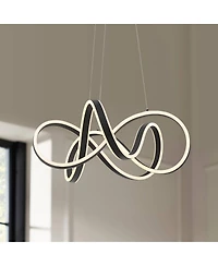 Possini Euro Design Helix Sand Black Ceiling Pendant Light 21" Wide Ultra Modern Sprial Twisted Led Light Strip Dining Room House