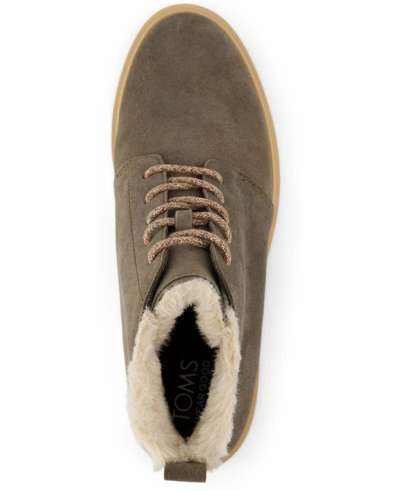 Toms Women's Maude Suede and Faux Fur Lace Up Wedge Booties