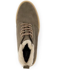Toms Women's Maude Suede and Faux Fur Lace Up Wedge Booties