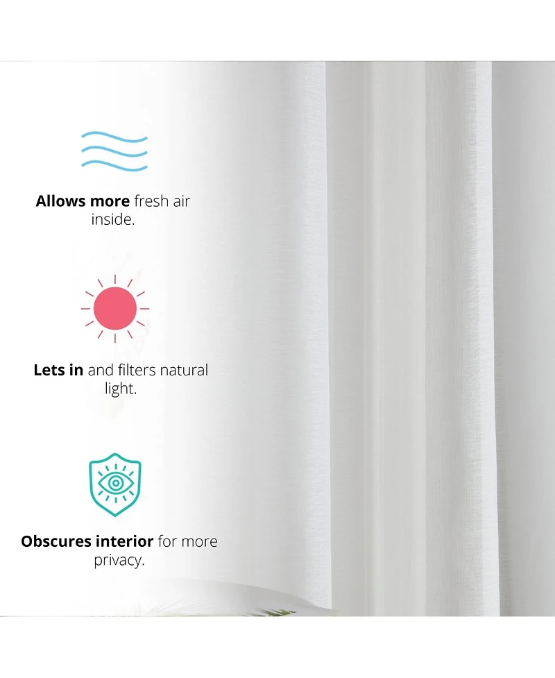 Hlc.me 2 Piece Semi Sheer Voile Window Curtain Drapes Grommet Panels for Bedroom