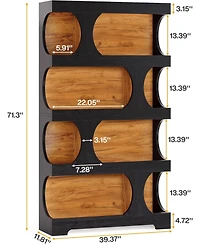 Tribesigns 71" Tall Bookcase, 4-Tier S-Shaped Bookshelf, Wood Decorative Storage Shelving, Modern Freestanding Display Shelves, Large Library Book She