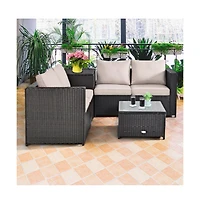 Slickblue 4 Pcs Rattan Patio Furniture Set with Cushions