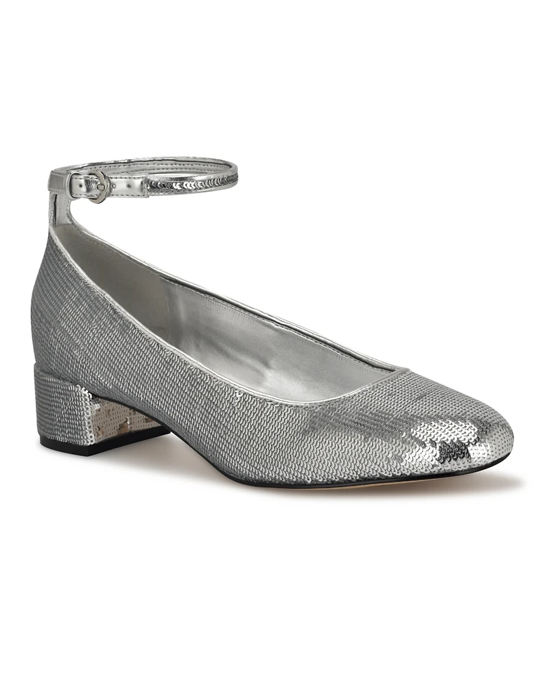 Nine West Women's Amaize Block Heel Ankle Strap Dress Pumps