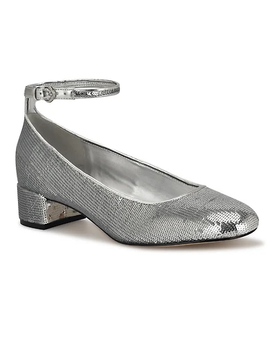 Nine West Women's Amaize Block Heel Ankle Strap Dress Pumps