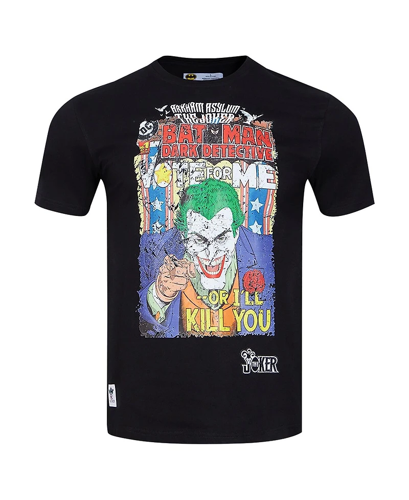 Freeze Max Men's The Joker Black Batman Comics Vote for Me T-Shirt