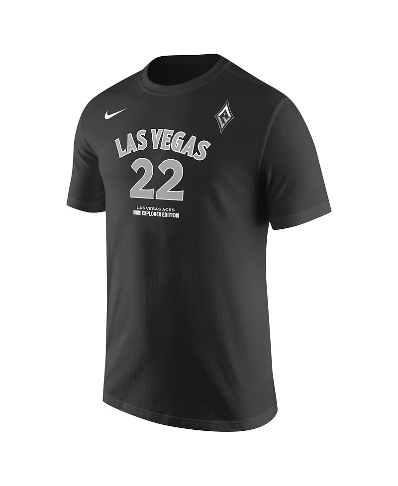 Nike Men's and Women's A'ja Wilson Black Las Vegas Aces Explorer Edition Name Number T-Shirt