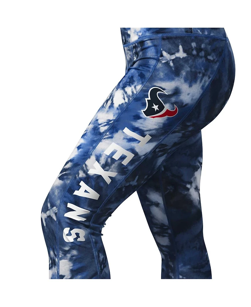 Msx by Michael Strahan Women's Navy Houston Texans Aubrey Tie-Dye Leggings