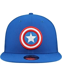 New Era Big Boys and Girls Blue Captain America 9FIFTY Trucker Snapback Hat