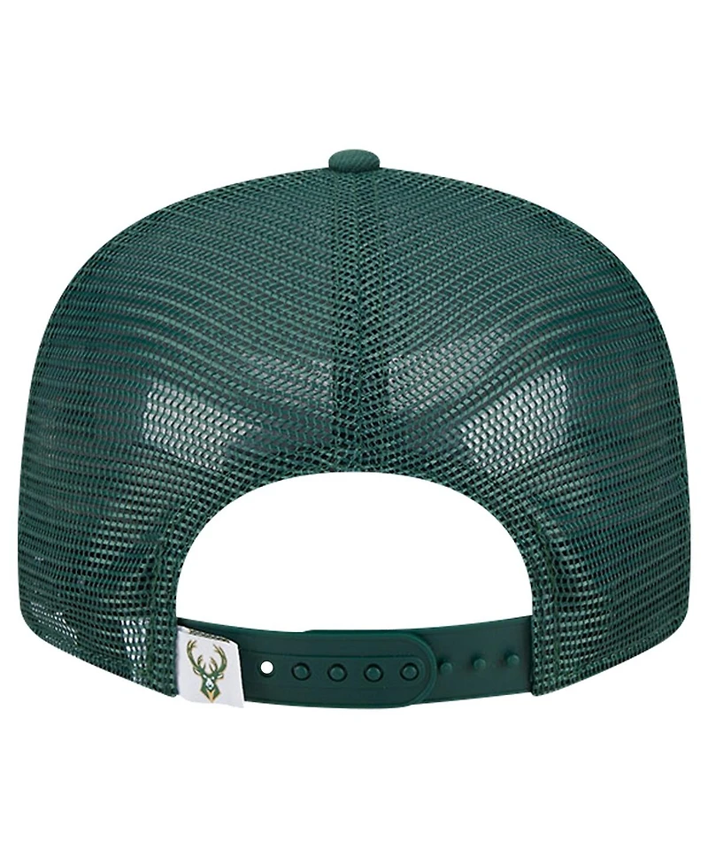 New Era Men's Hunter Green Milwaukee Bucks Evergreen Meshback 9FIFTY Snapback Hat