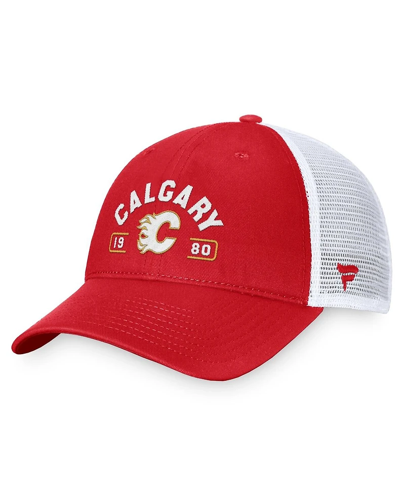 Fanatics Men's Red/White Calgary Flames Free Kick Trucker Adjustable Hat