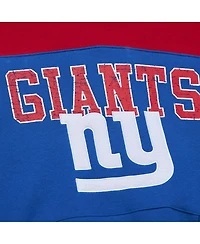 Mitchell & Ness Men's Royal New York Giants Off Field vintage-like Logo Short Sleeve Pullover Hoodie