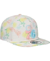 New Era Men's White Philadelphia 76ers Palm Trees and Waves Golfer Adjustable Hat