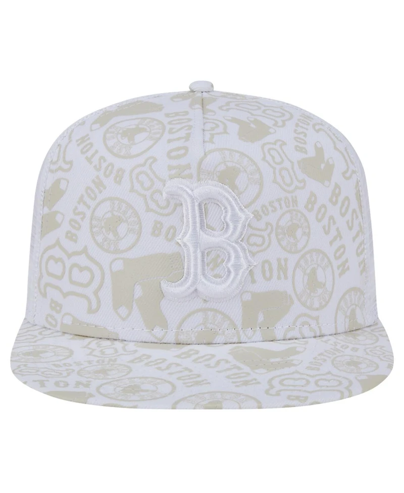 New Era Men's White Boston Red Sox Logo Dunes A-Frame Trucker 9FIFTY Snapback Hat