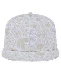 New Era Men's White Boston Red Sox Logo Dunes A-Frame Trucker 9FIFTY Snapback Hat
