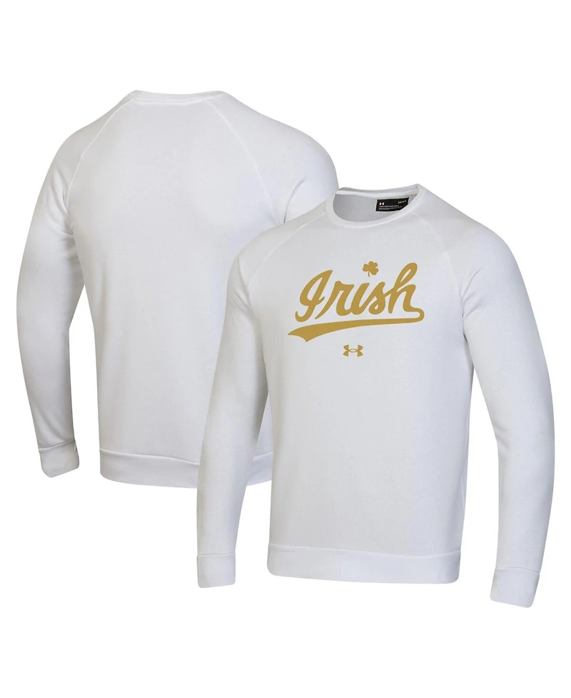 Under Armour Men's White Notre Dame Fighting Irish Rival Gold Rush Raglan Pullover Sweatshirt