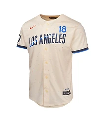 Nike Big Boys and Girls Yoshinobu Yamamoto Cream Los Angeles Dodgers 2024 City Connect Limited Player Jersey