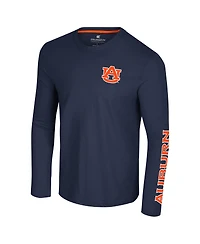 Colosseum Men's Navy Auburn Tigers Logo Lockup 3-Hit Active Blend Long Sleeve T-Shirt
