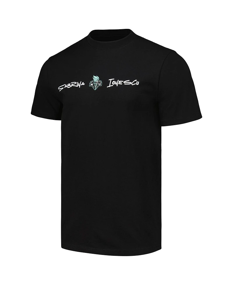 Round21 Men's and Women's Sabrina Ionescu Black New York Liberty Player Signature Name Number T-Shirt