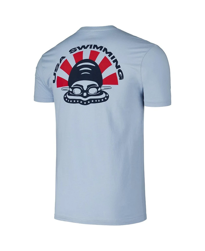 Flomotion Men's and Women's Powder Blue Usa Swimming Swimmer T-Shirt
