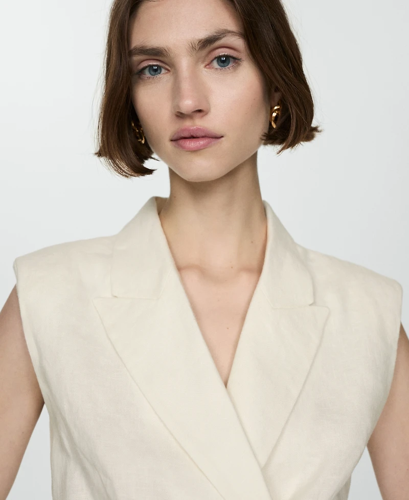 Mango Women's Belt Linen Dress