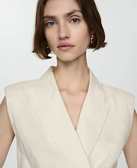 Mango Women's Belt Linen Dress