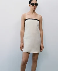 Mango Women's Contrasting Details Linen Dress
