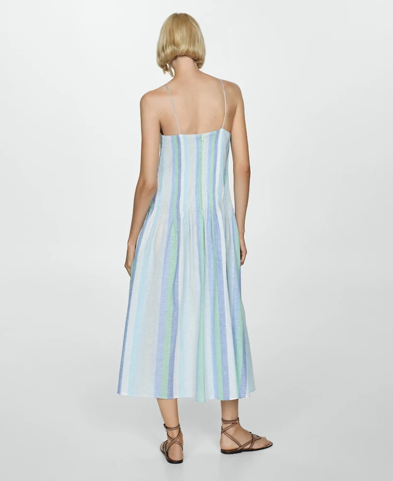 Mango Women's Striped Linen Dress