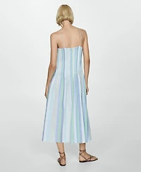 Mango Women's Striped Linen Dress