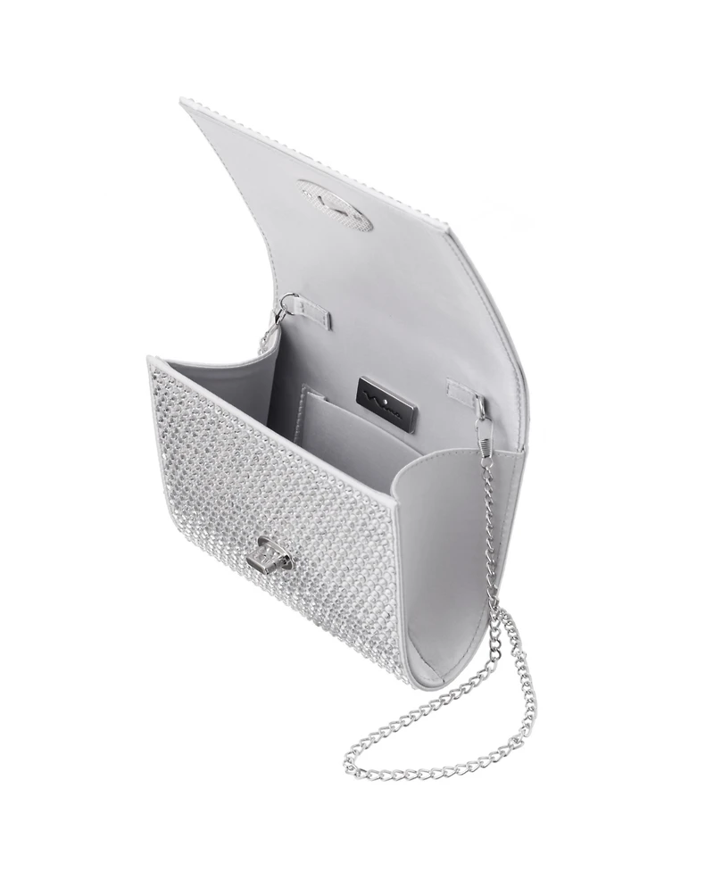 Nina Large Crystal Encrusted Flap Crossbody Bag