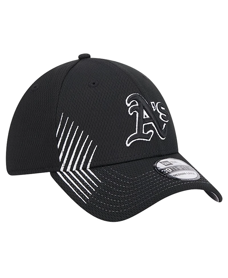 New Era Men's Black Oakland Athletics Active Dash Mark 39THIRTY Flex Hat