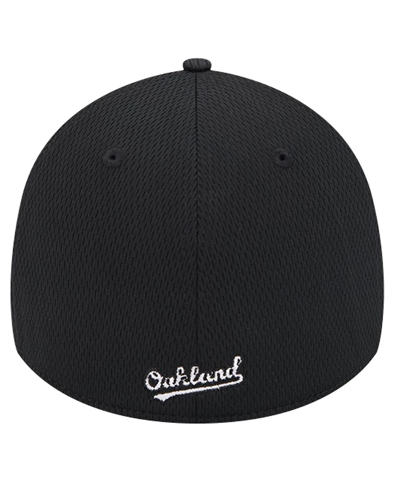 New Era Men's Black Oakland Athletics Active Dash Mark 39THIRTY Flex Hat