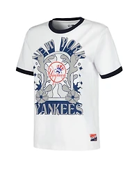 New Era Women's White York Yankees Oversized Ringer T-Shirt