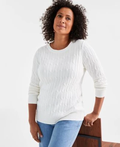Style Co Womens Cotton Cable Knit Crewneck Sweater Pxs 4x Created For Macys