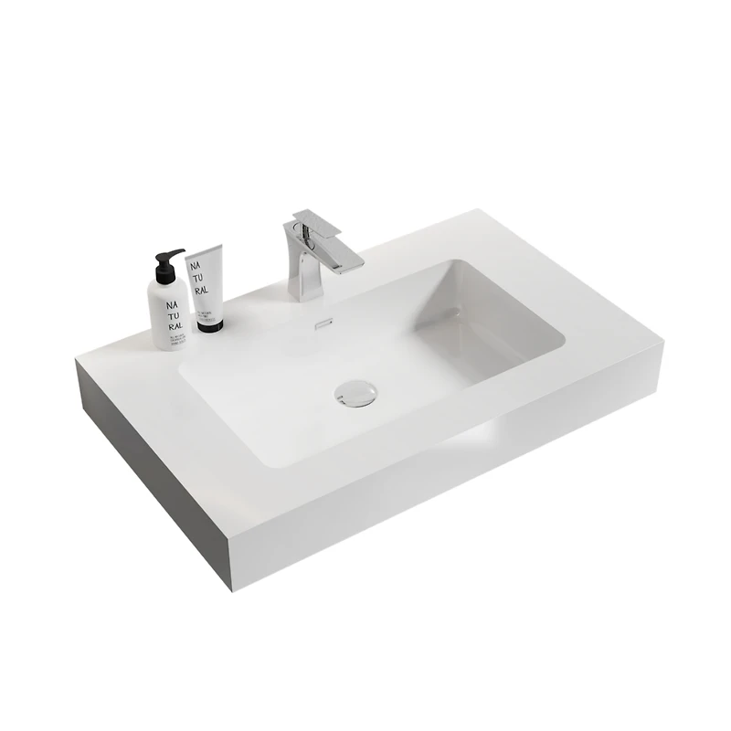 Streamdale Glossy White Integrated Basin Modern Solid Surface Marvel