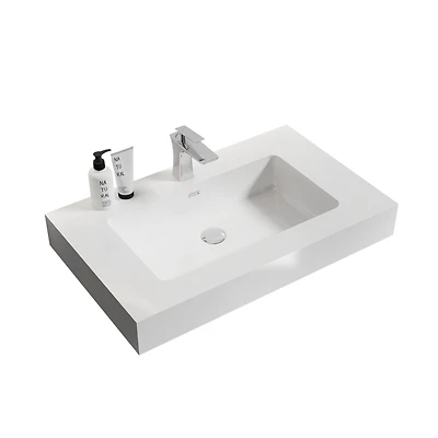 Streamdale Glossy White Integrated Basin Modern Solid Surface Marvel
