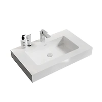 Streamdale Glossy White Integrated Basin Modern Solid Surface Marvel