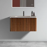 Streamdale Etna 30" Striped Walnut Vanity w/ White Ceramic Sink