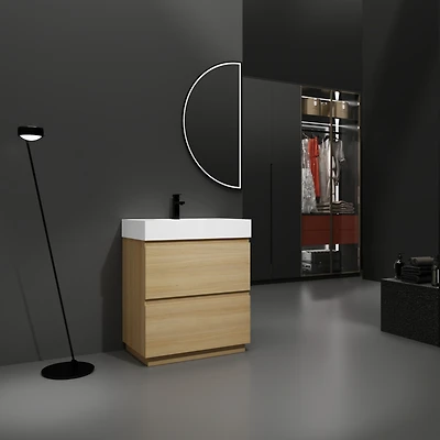 Streamdale Modern 30" Bathroom Vanity with Single Sink and Double Drawer