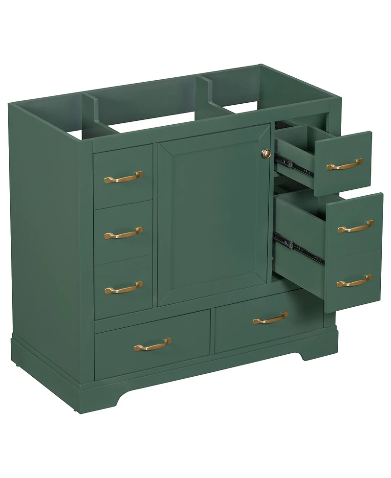 Streamdale 36" Gray Bathroom Vanity with 6 Drawers