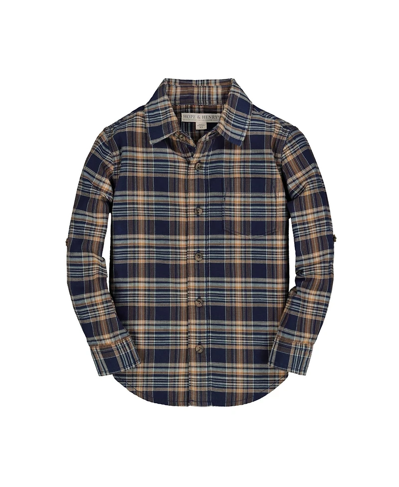Hope & Henry Baby Boys Organic Convertible Double Weave Button Down Shirt