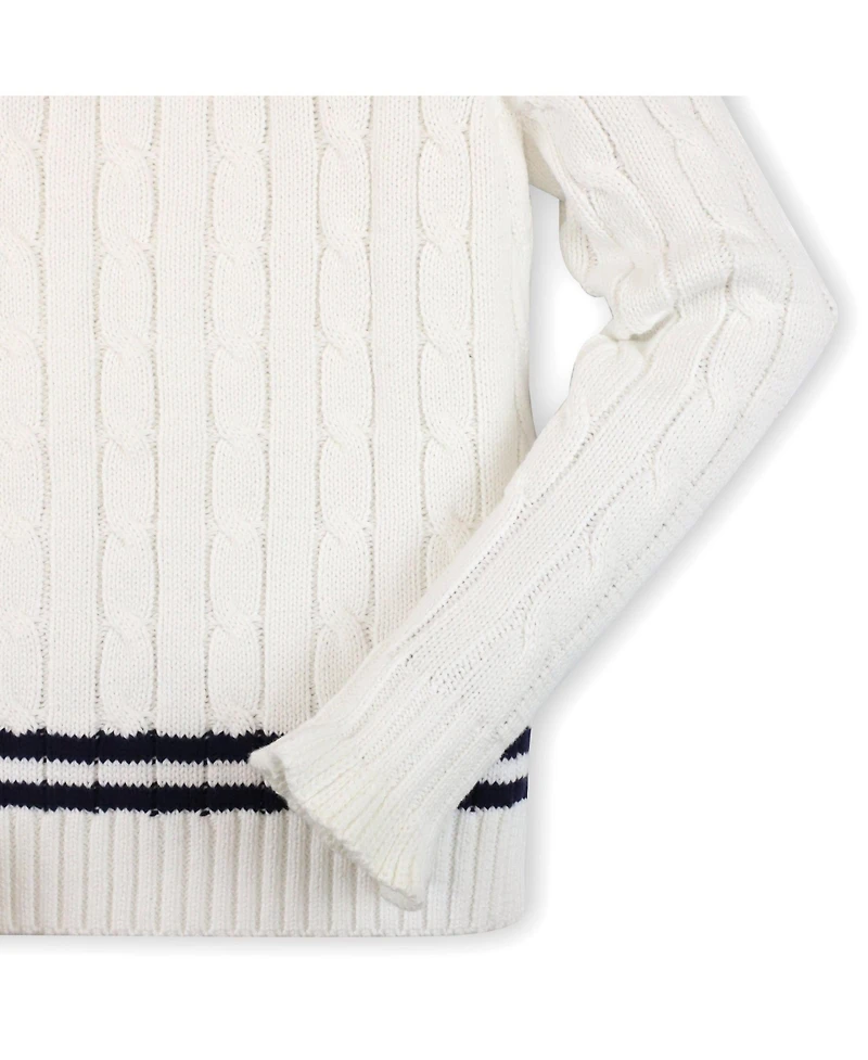 Hope & Henry Baby Girls Long Sleeve V-Neck Cricket Sweater