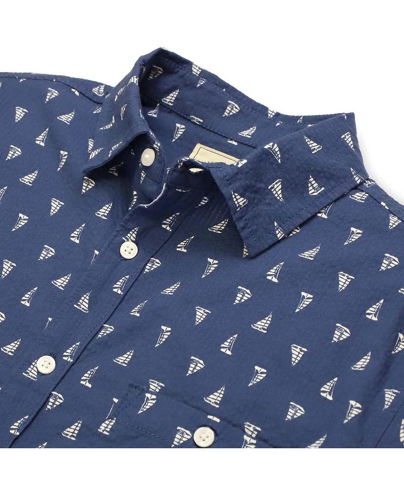 Hope & Henry Mens' Organic Seersucker Short Sleeve Button Down Shirt