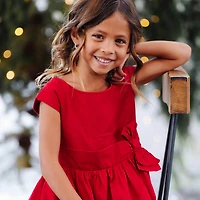 Hope & Henry Little Girls Cap Sleeve Party Dress with Bow Sash, Toddler|Child