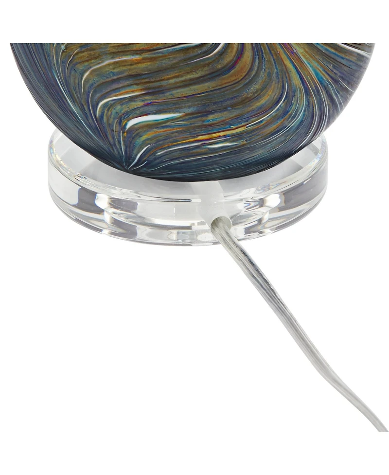 Carmen Modern Accent Table Lamps 12 1/2" High Set of 2 Green Clear Crystal Swirl Art Glass Shade for Bedroom Living Room Nightstand Bedside Night Stan